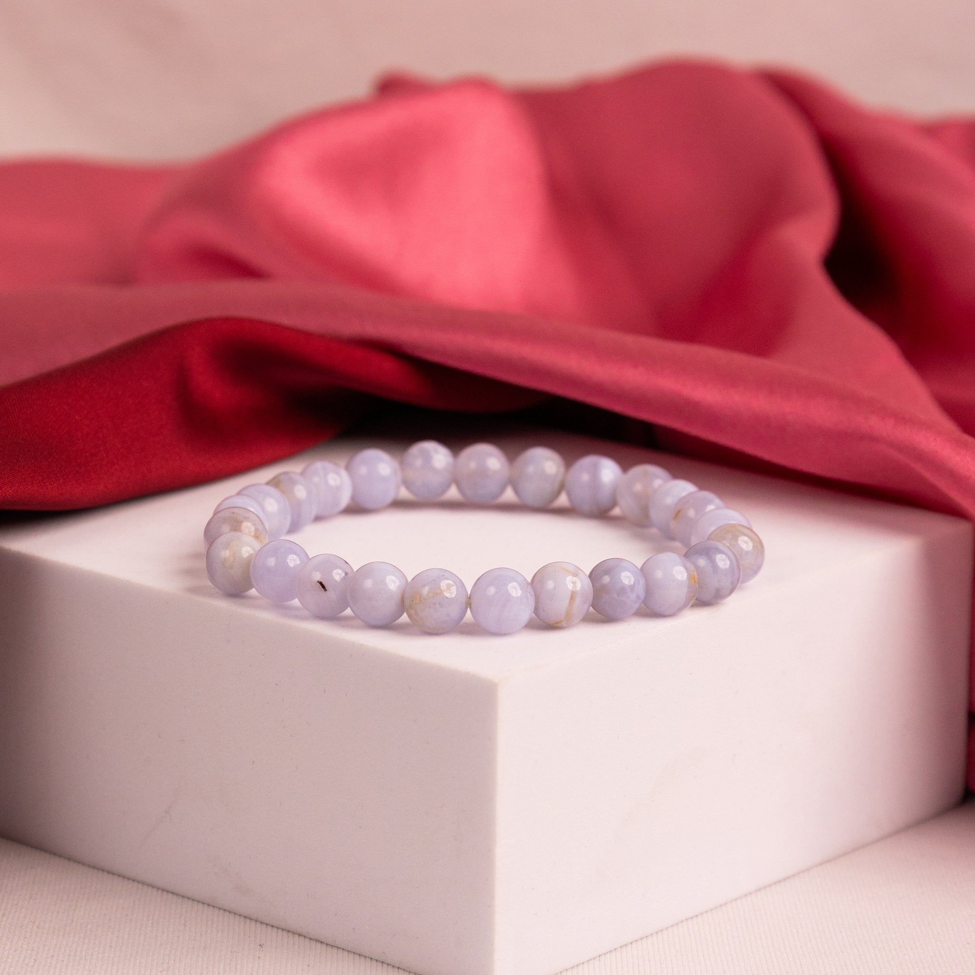 Blue Lace (Agate) Crystal Bracelet - Abhimantrit & Certified